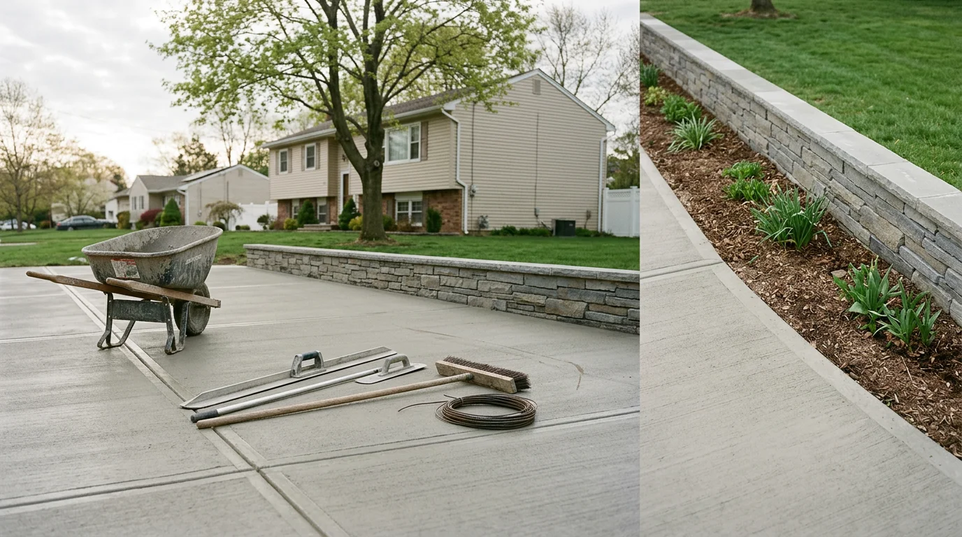 Concrete masonry and retaining wall construction for a home in Huntington, NY